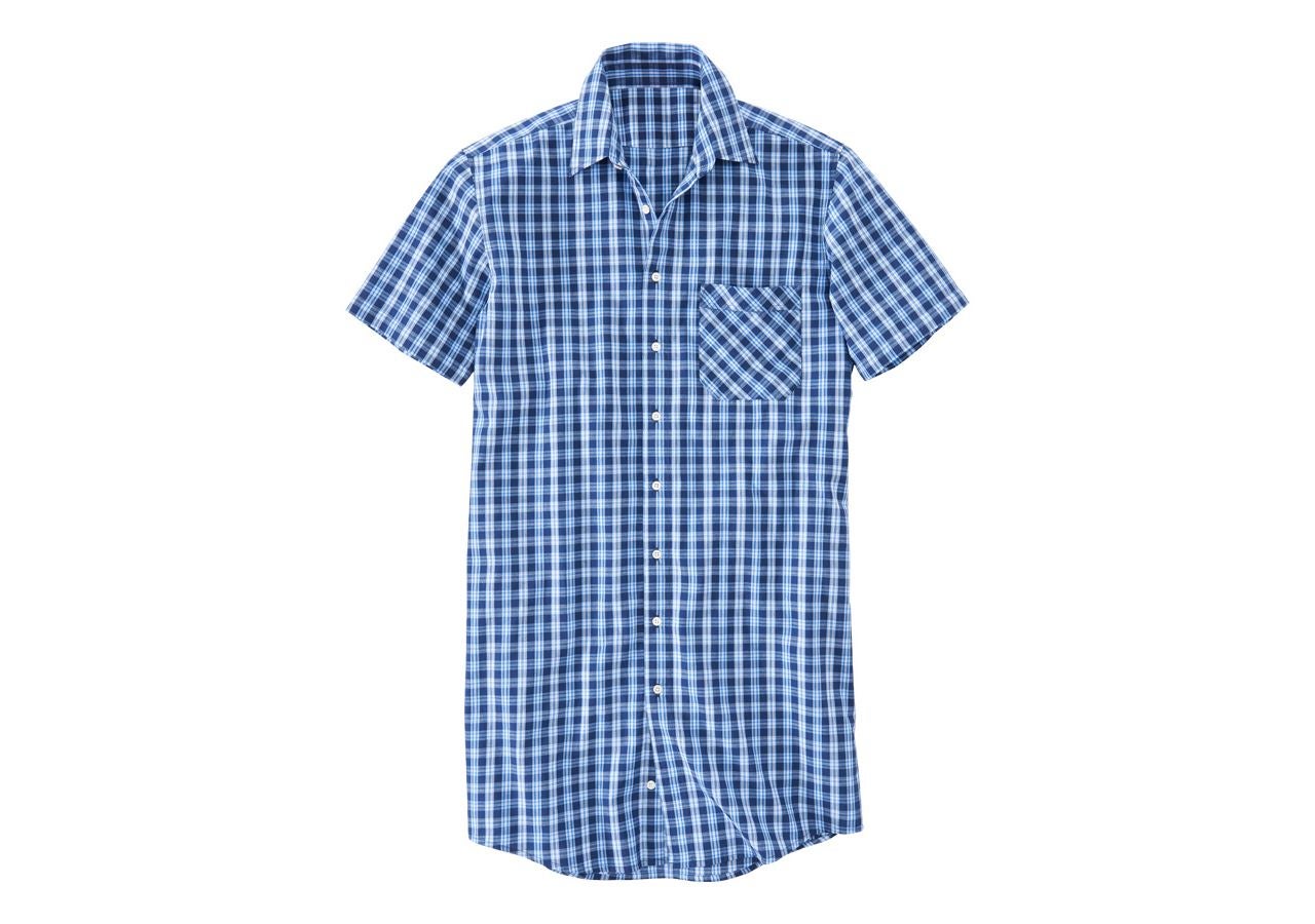 Koszulki | Pulower | Koszule: Koszula z krótkim rękawem Lübeck, dłuższy fason + granatowy/niebieski lazurowy/chabrowy