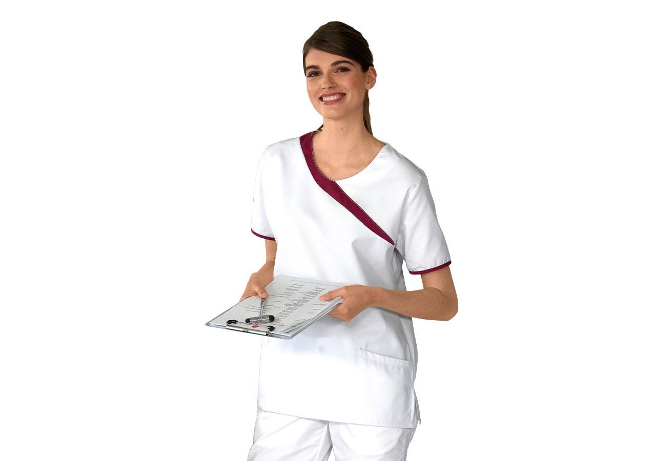 Koszulki | Pulower | Bluzki: Tunika medyczna Maren + biały/bordowy