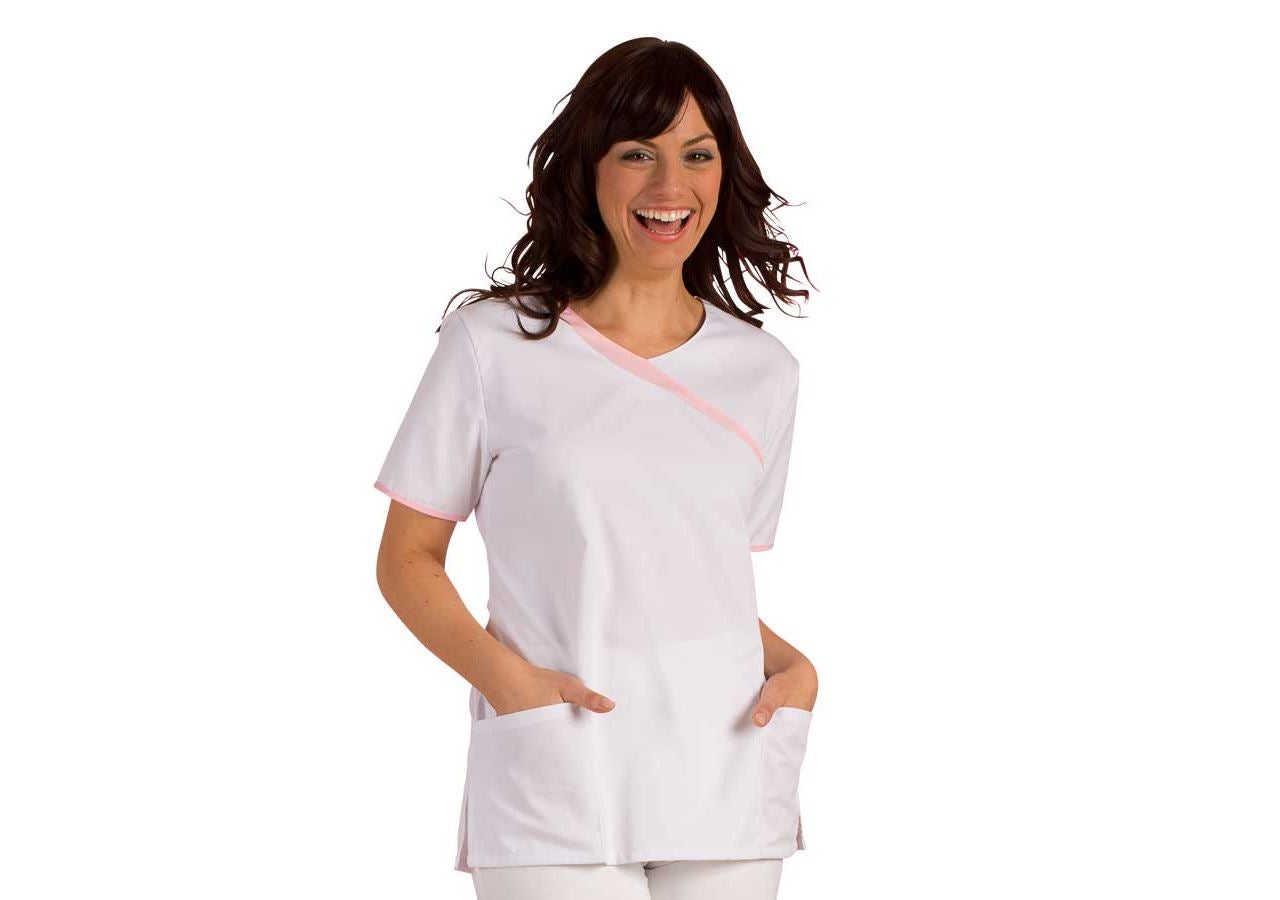Koszulki | Pulower | Bluzki: Tunika medyczna Maren + biały/różowy