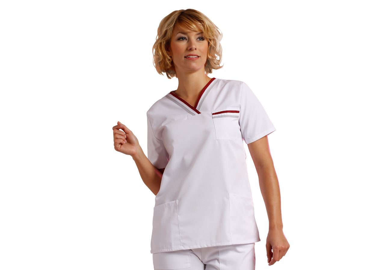Koszulki | Pulower | Bluzki: Tunika medyczna Judith + biały/bordowy/szary