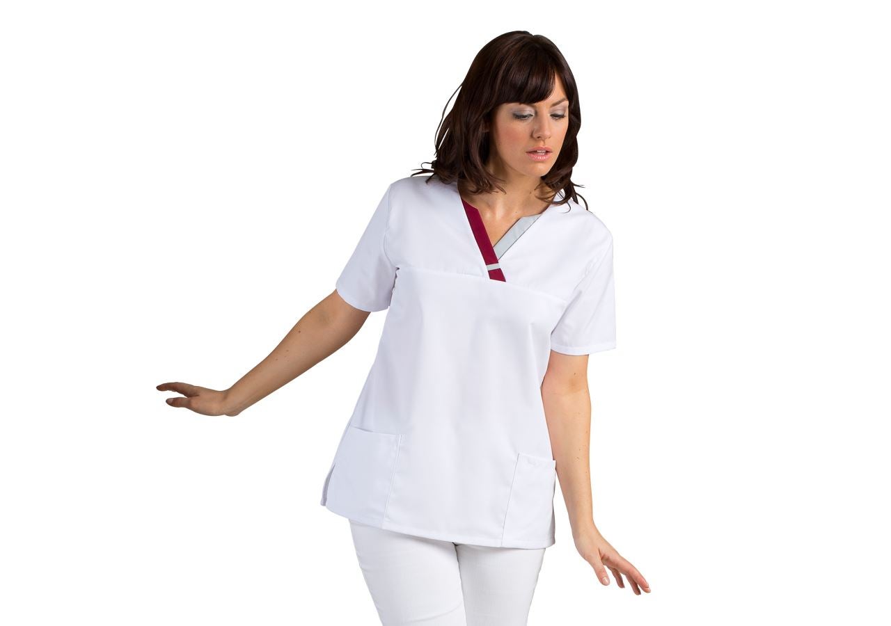 Koszulki | Pulower | Bluzki: Tunika medyczna Tamara + biały/bordowy/szary