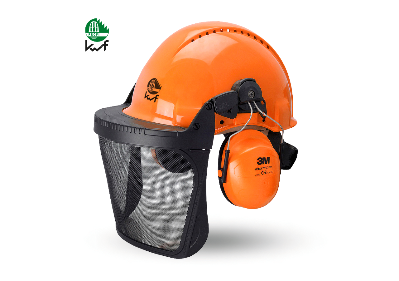 Helmy | Kaski ochronne: Kombinirana gozdarska zaščitna čelada KWF + pomarańczowy