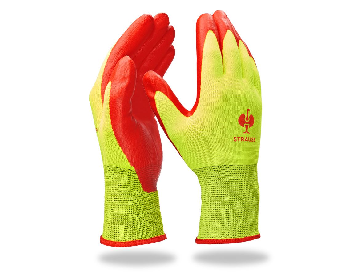 Rękawice powlekane: Rękawice z pianki nitrylowej Flexible Foam + żółty ostrzegawczy/czerwony