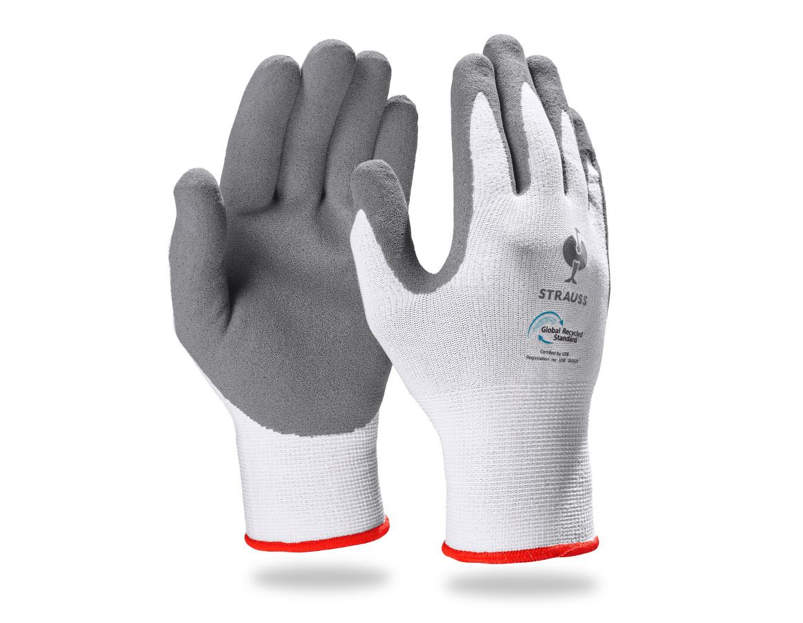 Rękawice powlekane: e.s. Rękawice z pianki nitrylowej z recyklingu,3p. + antracytowy/biały