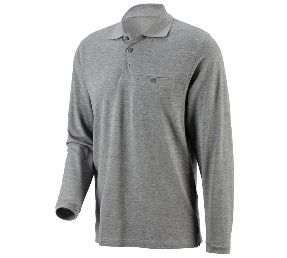 Koszulki | Pulower | Koszule: e.s. Koszulka polo długi rękaw cotton Pocket + szary melanżowy