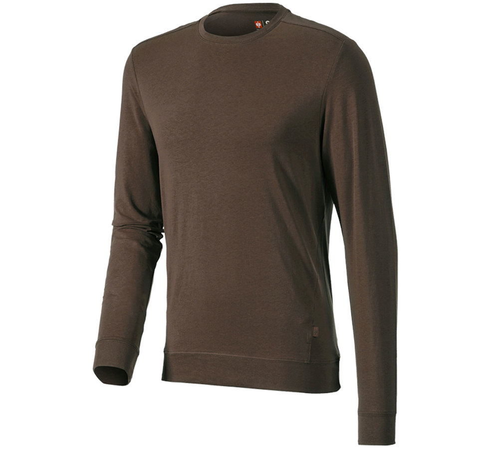 Koszulki | Pulower | Koszule: e.s. Bluzka długi rękaw cotton stretch + kasztanowy