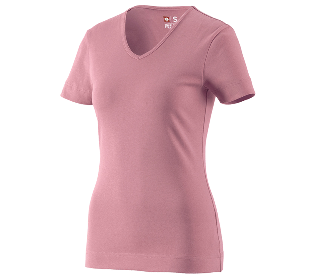 Tematy: e.s. Koszulka cotton dekolt w serek, damska + różowy antyczny