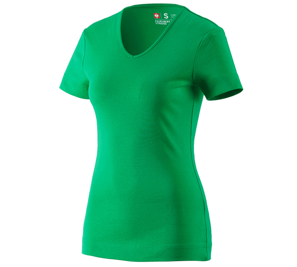 Koszulki | Pulower | Bluzki: e.s. Koszulka cotton dekolt w serek, damska + trawiastozielony