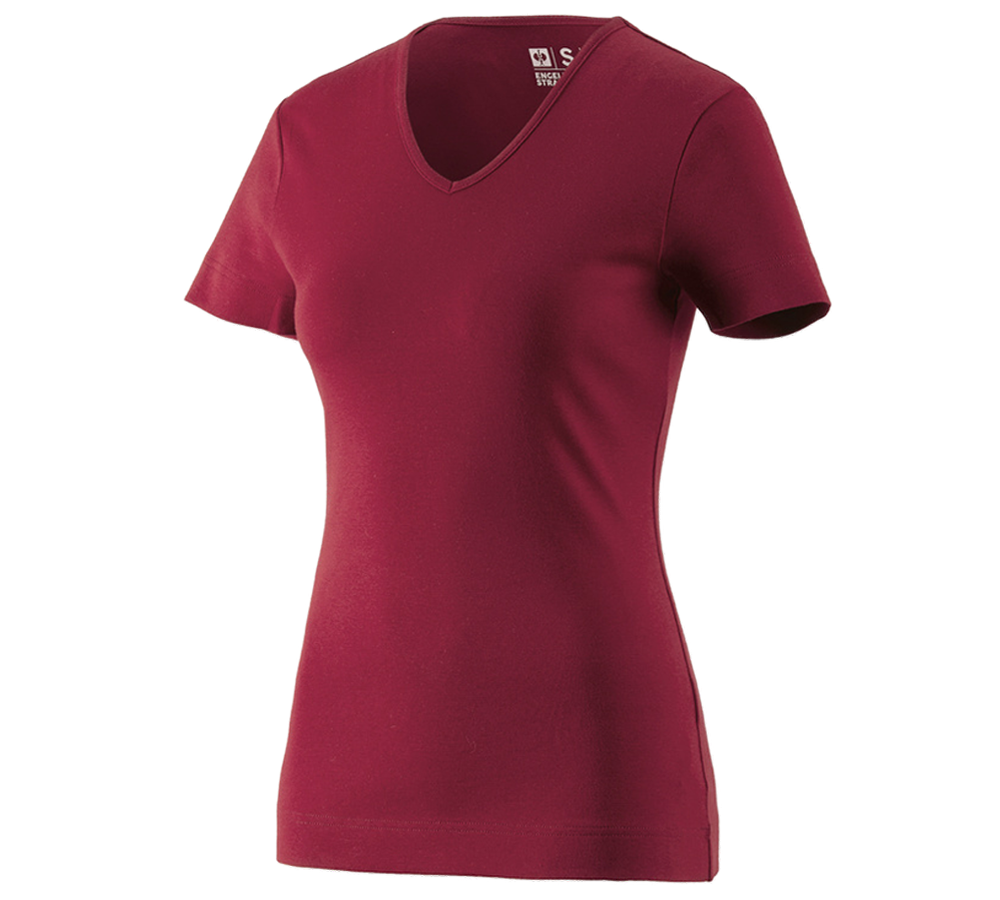 Koszulki | Pulower | Bluzki: e.s. Koszulka cotton dekolt w serek, damska + bordowy