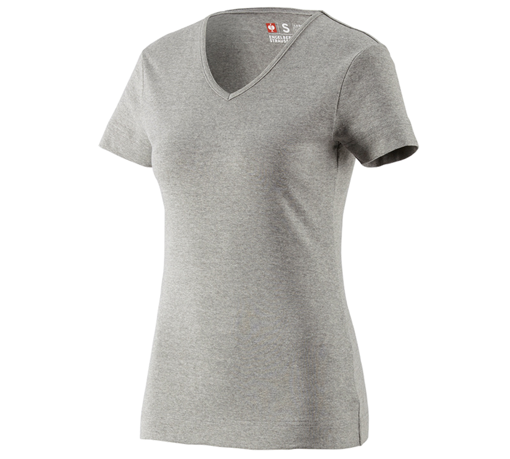 Koszulki | Pulower | Bluzki: e.s. Koszulka cotton dekolt w serek, damska + szary melanżowy