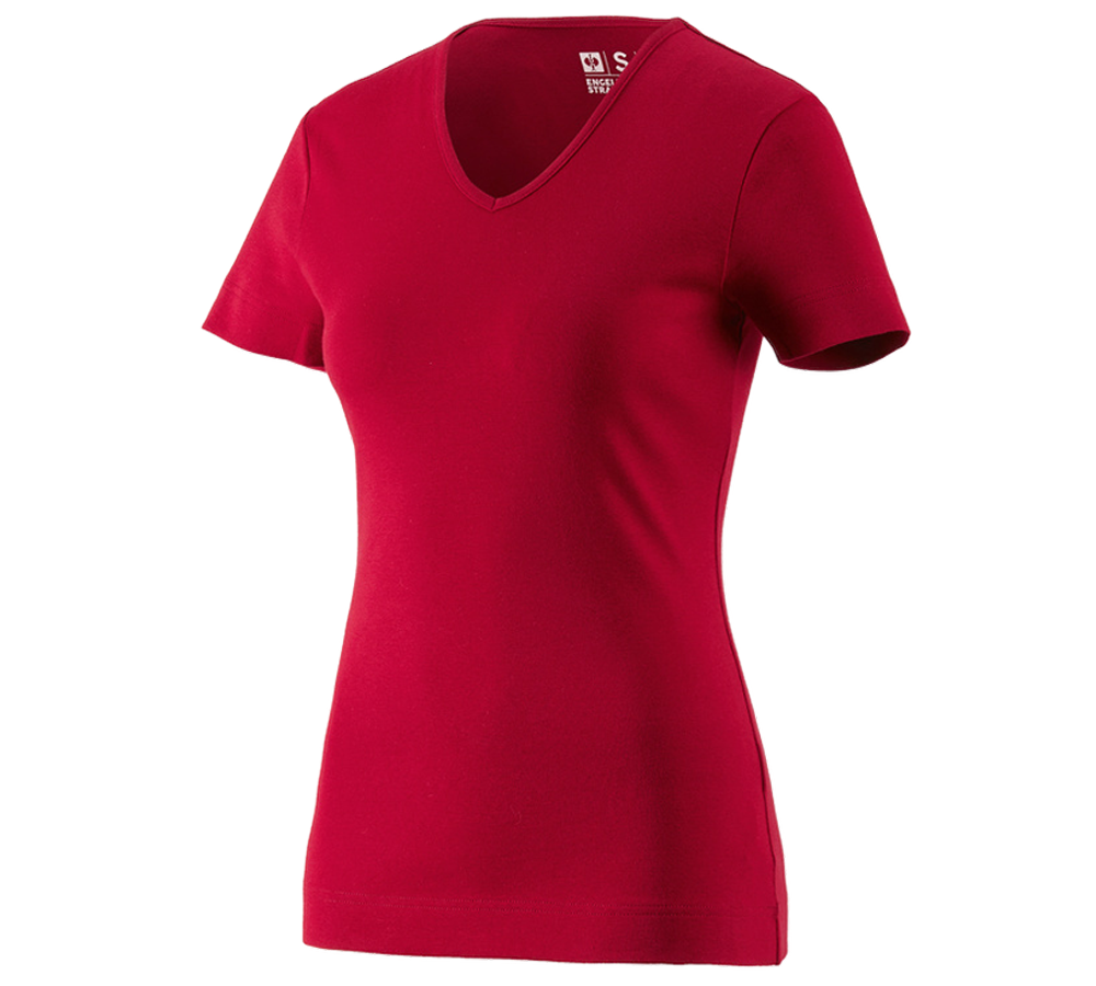 Koszulki | Pulower | Bluzki: e.s. Koszulka cotton dekolt w serek, damska + czerwony