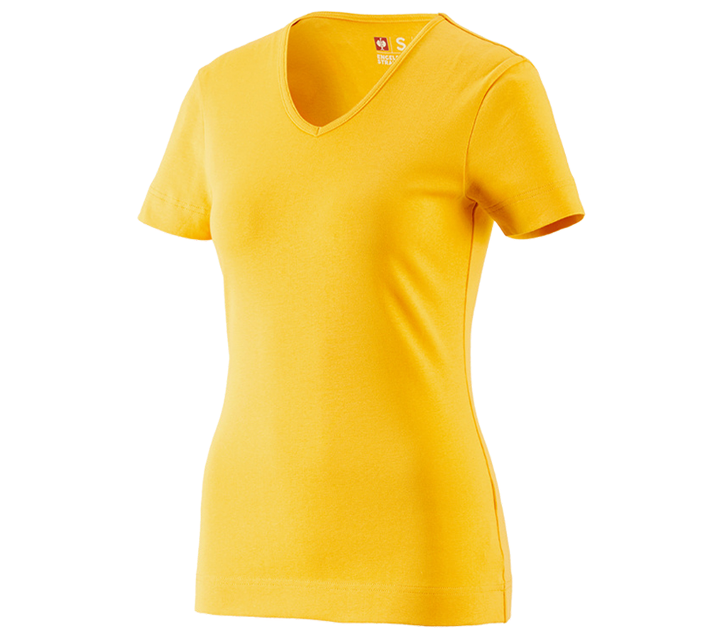 Tematy: e.s. Koszulka cotton dekolt w serek, damska + żółty