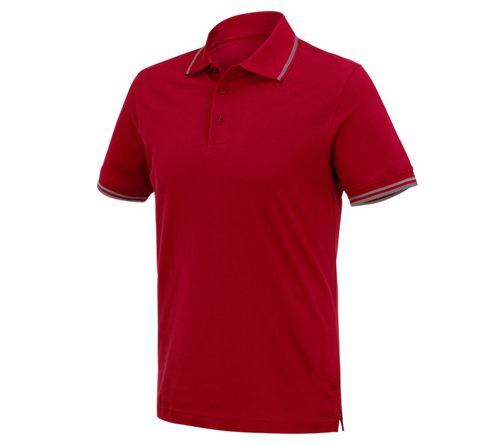 Koszulki | Pulower | Koszule: e.s. Koszulka polo cotton Deluxe Colour + ognistoczerwony/aluminiowy