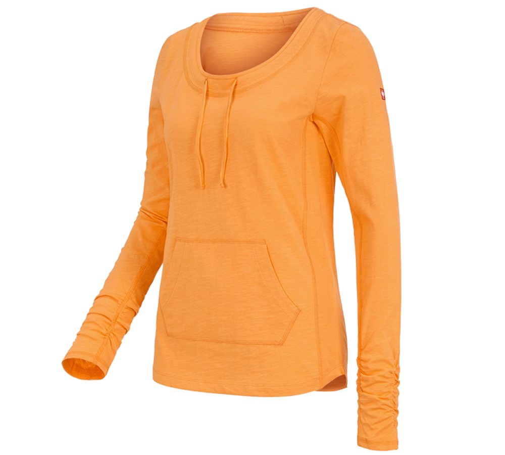 Koszulki | Pulower | Bluzki: e.s. Bluzka długi rękaw cotton slub, damska + jasnopomarańczowy
