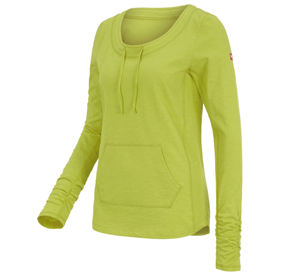 Koszulki | Pulower | Bluzki: e.s. Bluzka długi rękaw cotton slub, damska + majowa zieleń