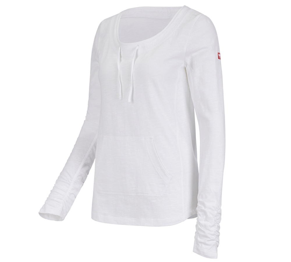 Koszulki | Pulower | Bluzki: e.s. Bluzka długi rękaw cotton slub, damska + biały