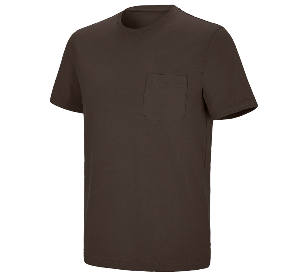 Koszulki | Pulower | Koszule: e.s. Koszulka cotton stretch Pocket + kasztanowy