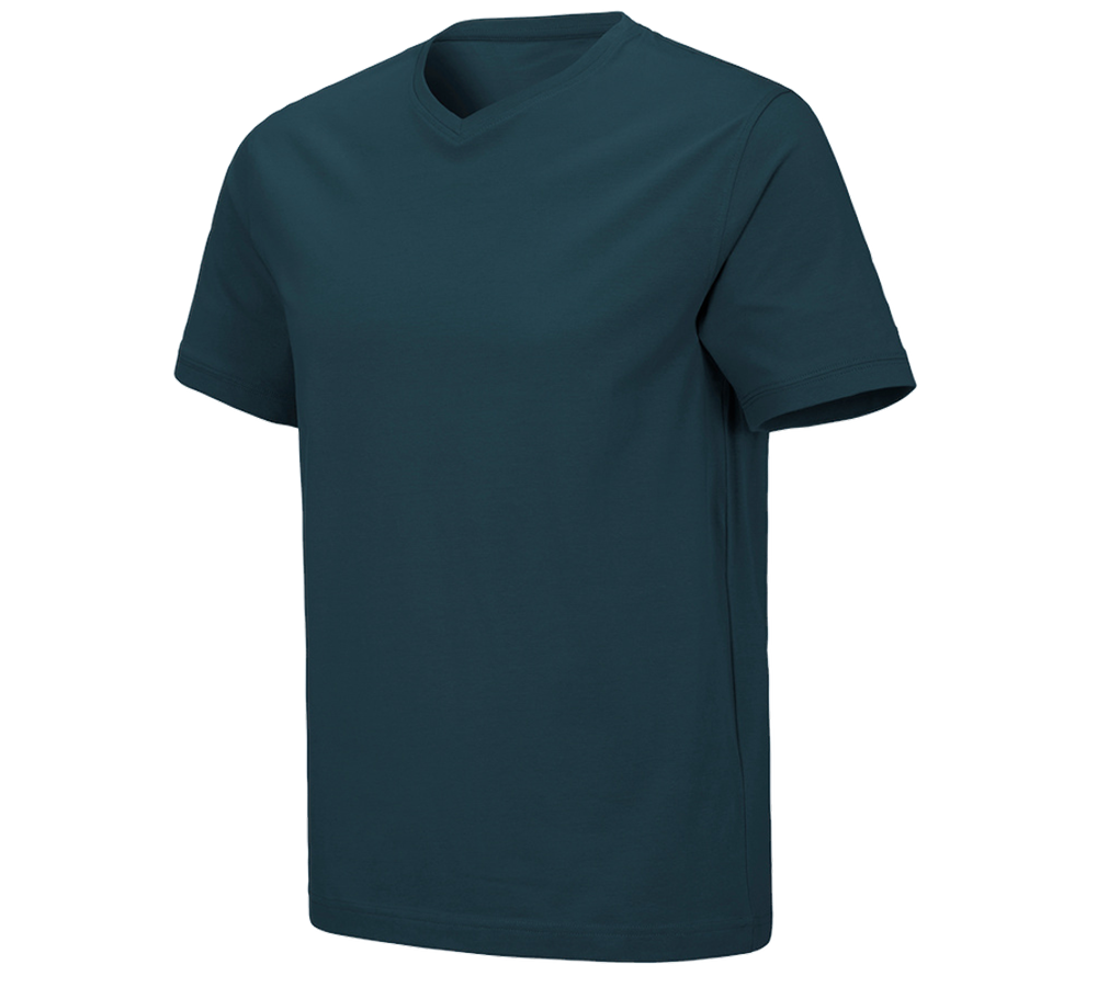 Koszulki | Pulower | Koszule: e.s. Koszulka cotton stretch dekolt w serek + niebieski morski