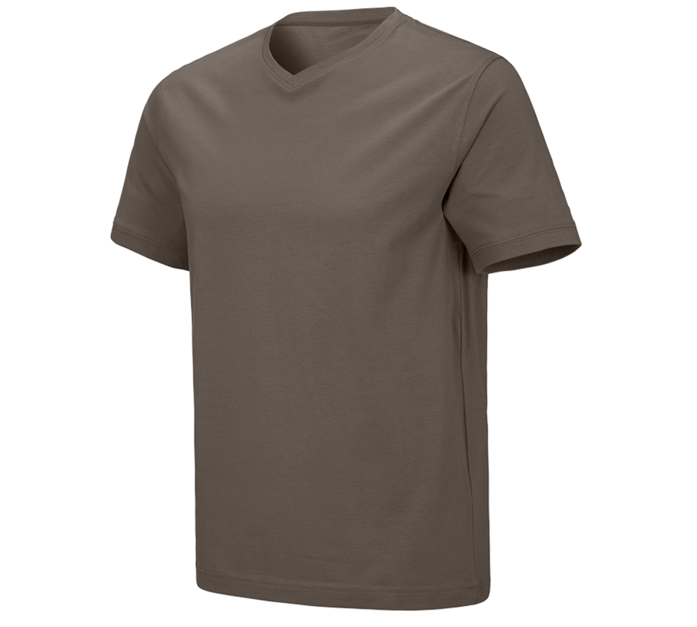 Koszulki | Pulower | Koszule: e.s. Koszulka cotton stretch dekolt w serek + kamienny
