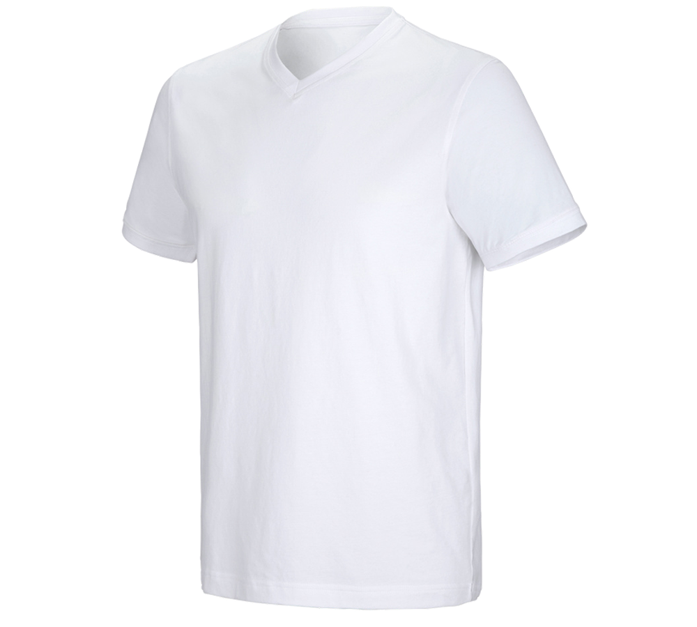 Koszulki | Pulower | Koszule: e.s. Koszulka cotton stretch dekolt w serek + biały