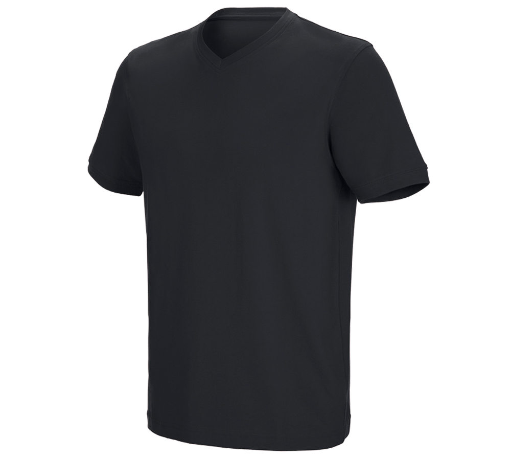 Koszulki | Pulower | Koszule: e.s. Koszulka cotton stretch dekolt w serek + czarny