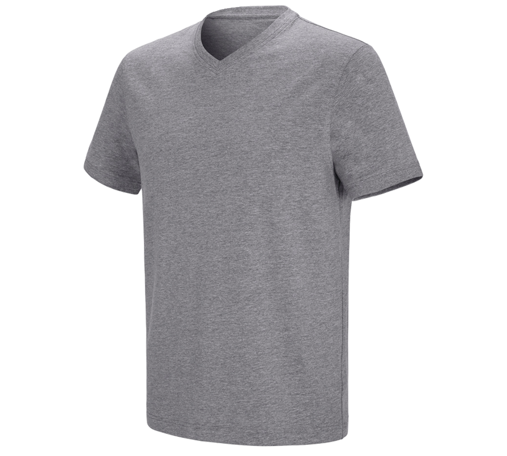 Koszulki | Pulower | Koszule: e.s. Koszulka cotton stretch dekolt w serek + szary melanżowy