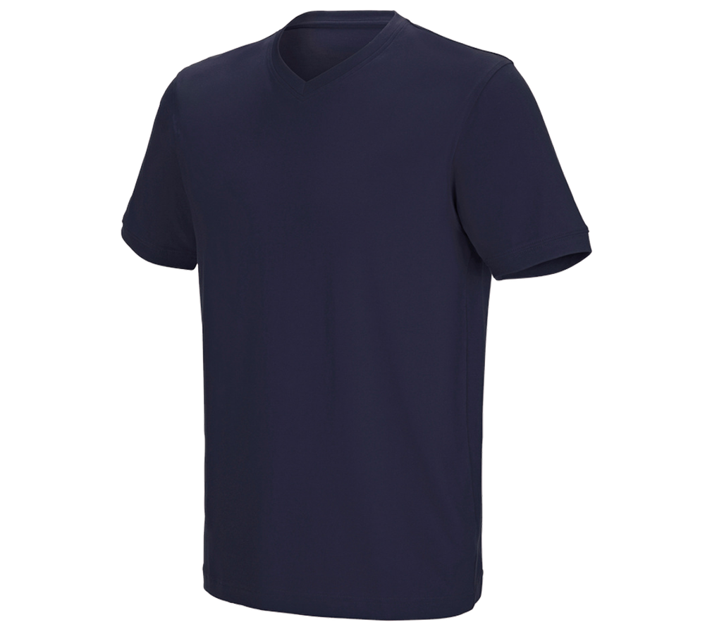 Koszulki | Pulower | Koszule: e.s. Koszulka cotton stretch dekolt w serek + granatowy