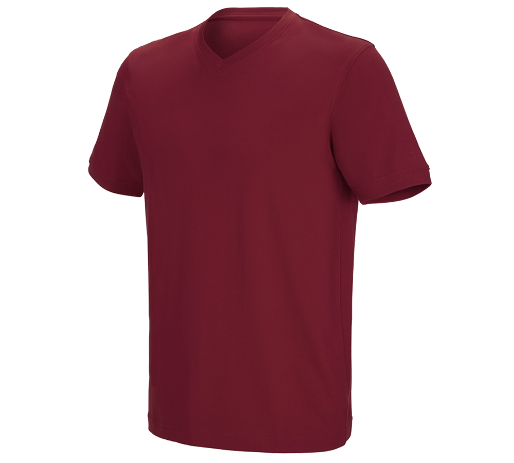 Koszulki | Pulower | Koszule: e.s. Koszulka cotton stretch dekolt w serek + bordowy