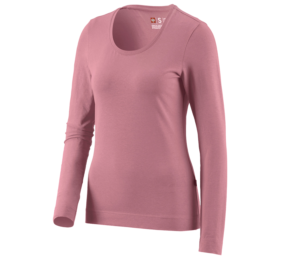 Koszulki | Pulower | Bluzki: e.s. Bluzka długi rękaw cotton stretch, damska + różowy antyczny
