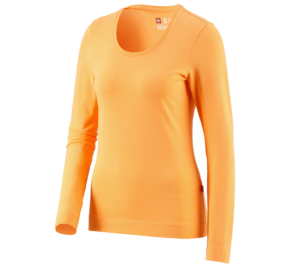 Koszulki | Pulower | Bluzki: e.s. Bluzka długi rękaw cotton stretch, damska + jasnopomarańczowy