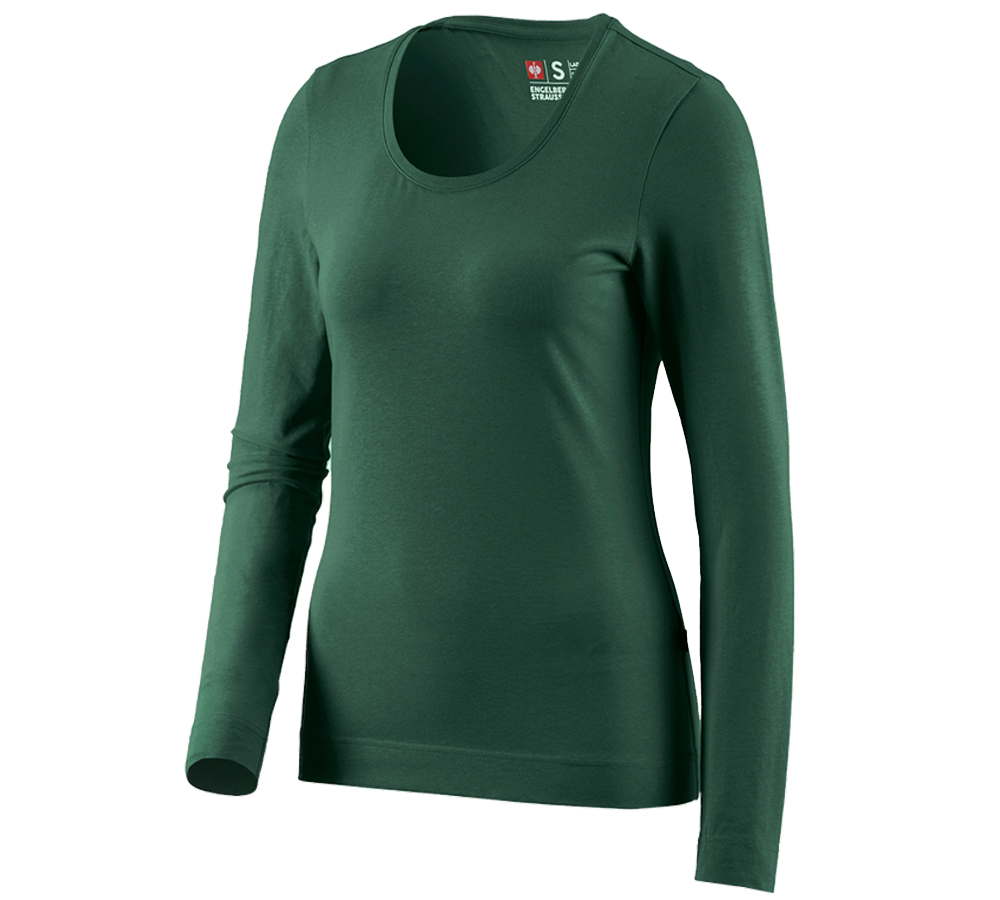 Koszulki | Pulower | Bluzki: e.s. Bluzka długi rękaw cotton stretch, damska + zielony