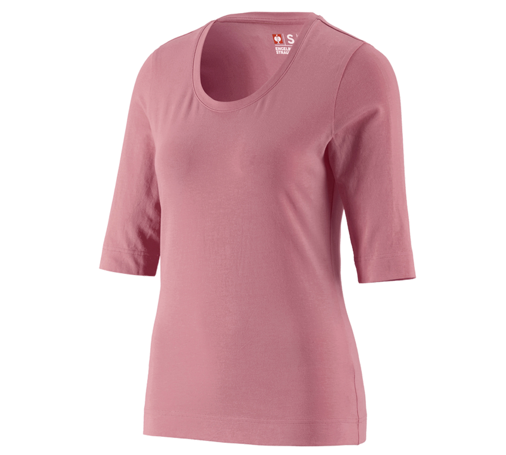 Koszulki | Pulower | Bluzki: e.s. Koszulka rękaw 3/4 cotton stretch, damska + różowy antyczny