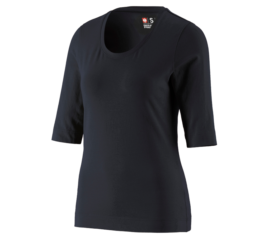 Koszulki | Pulower | Bluzki: e.s. Koszulka rękaw 3/4 cotton stretch, damska + czarny