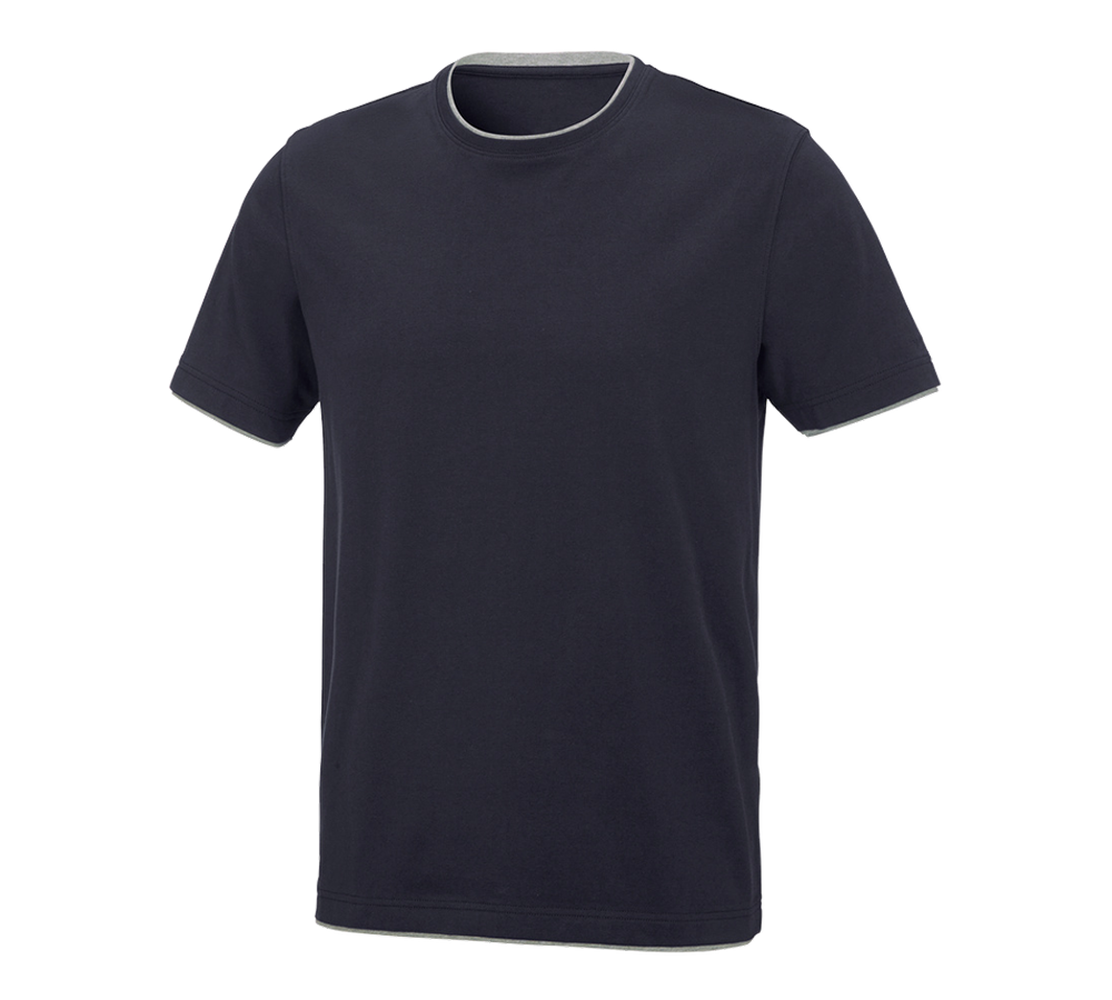Koszulki | Pulower | Koszule: e.s. Koszulka cotton stretch Layer + granatowy/szary melanżowy