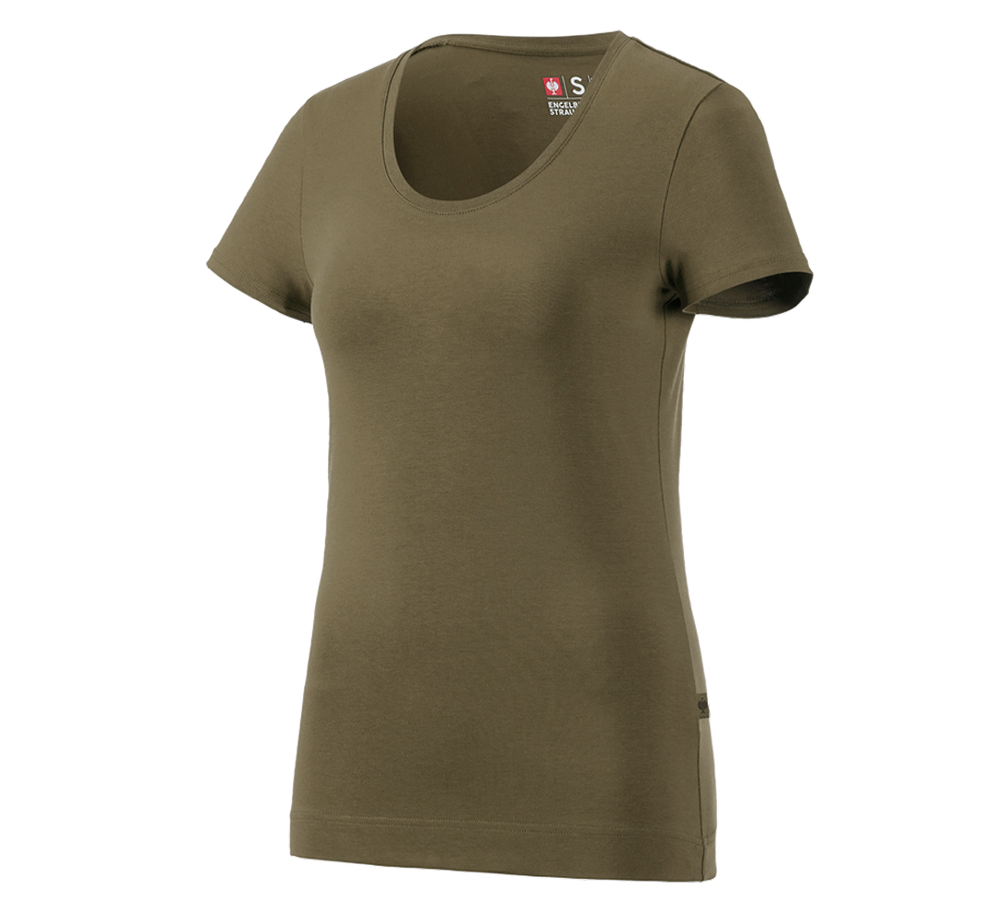 Koszulki | Pulower | Bluzki: e.s. Koszulka cotton stretch, damska + błotnista zieleń