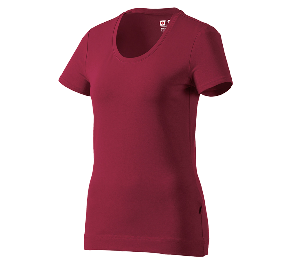 Koszulki | Pulower | Bluzki: e.s. Koszulka cotton stretch, damska + bordowy