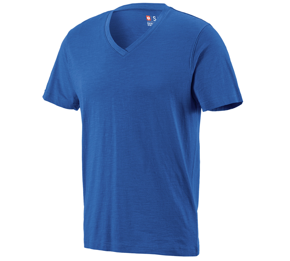 Koszulki | Pulower | Koszule: e.s. Koszulka cotton slub dekolt w serek + niebieski chagall
