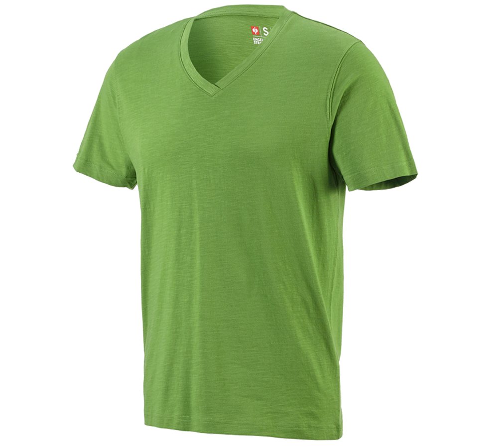 Koszulki | Pulower | Koszule: e.s. Koszulka cotton slub dekolt w serek + zielony morski