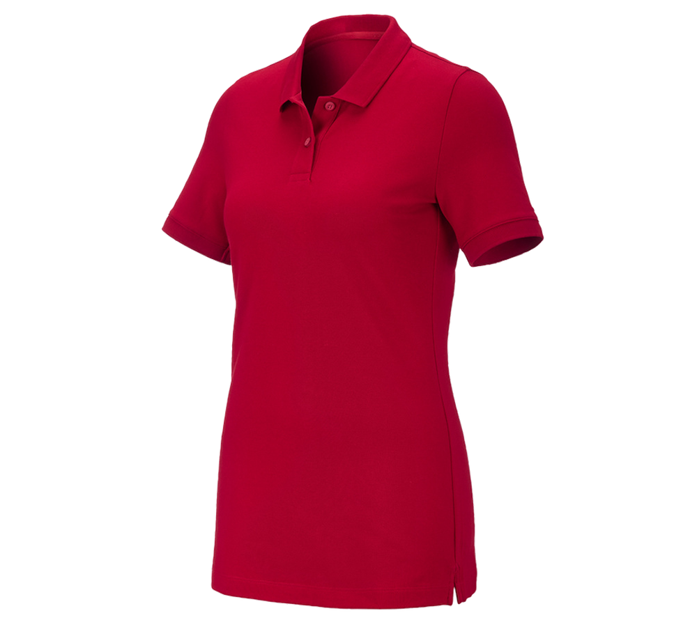 Koszulki | Pulower | Bluzki: e.s. Koszulka polo z piki cotton stretch, damska + ognistoczerwony