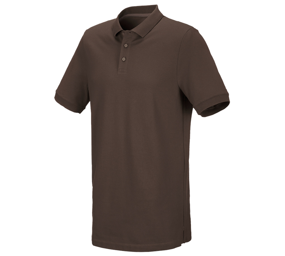 Koszulki | Pulower | Koszule: e.s. Koszulka polo z piki cotton stretch, long fit + kasztanowy