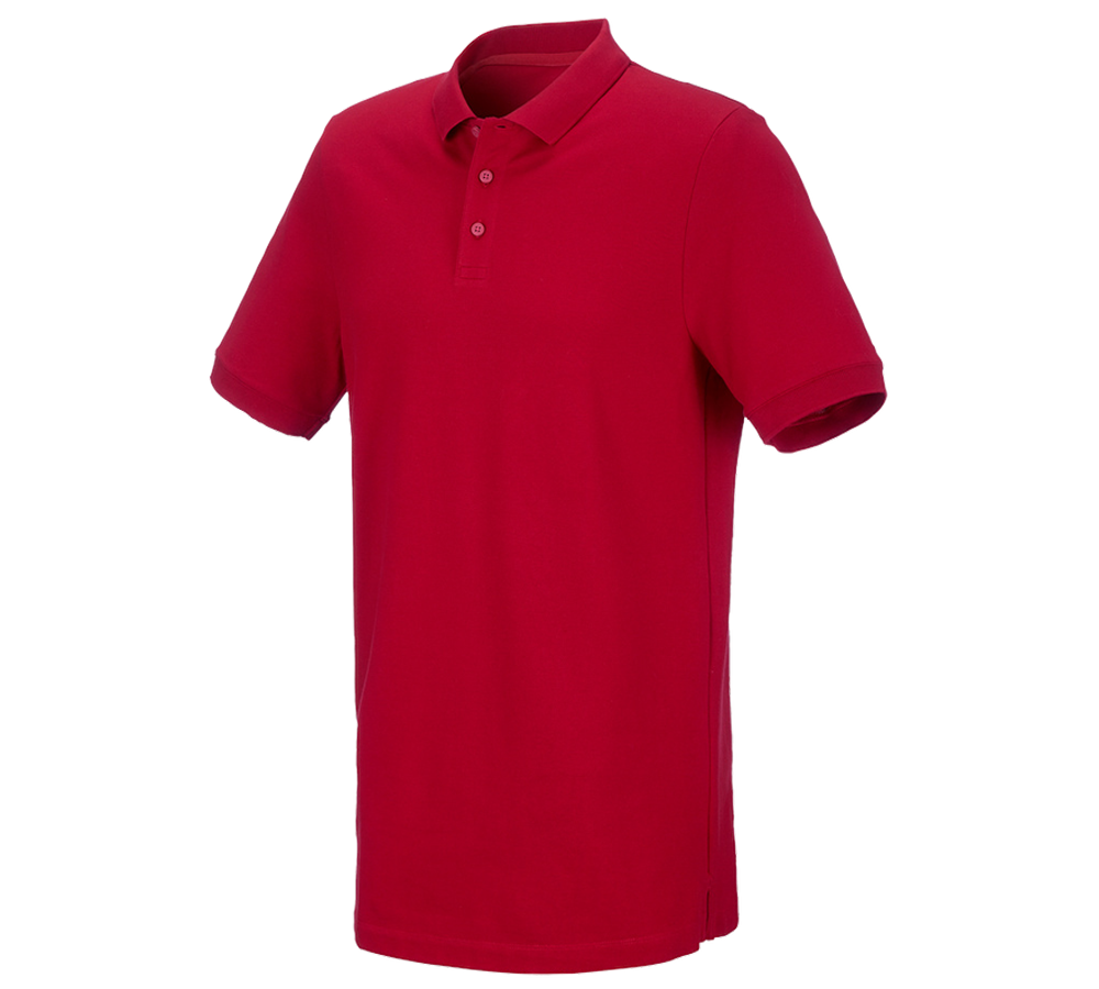 Koszulki | Pulower | Koszule: e.s. Koszulka polo z piki cotton stretch, long fit + ognistoczerwony
