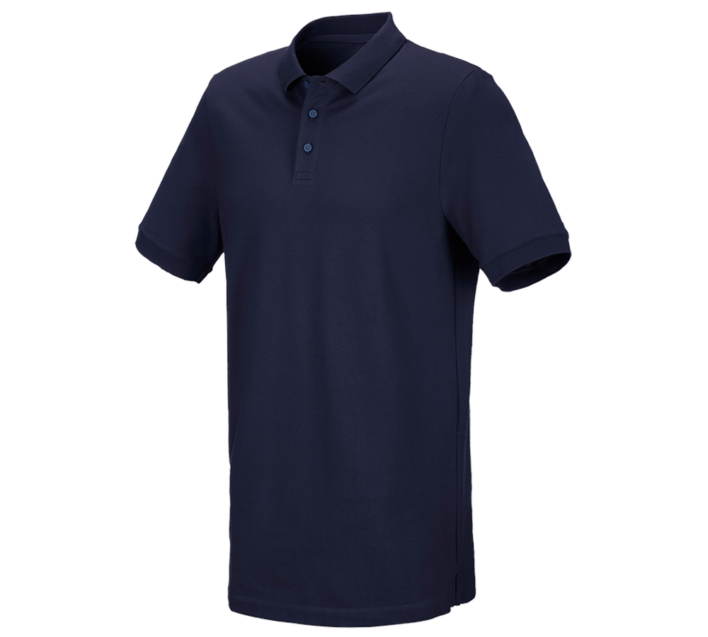 Koszulki | Pulower | Koszule: e.s. Koszulka polo z piki cotton stretch, long fit + granatowy