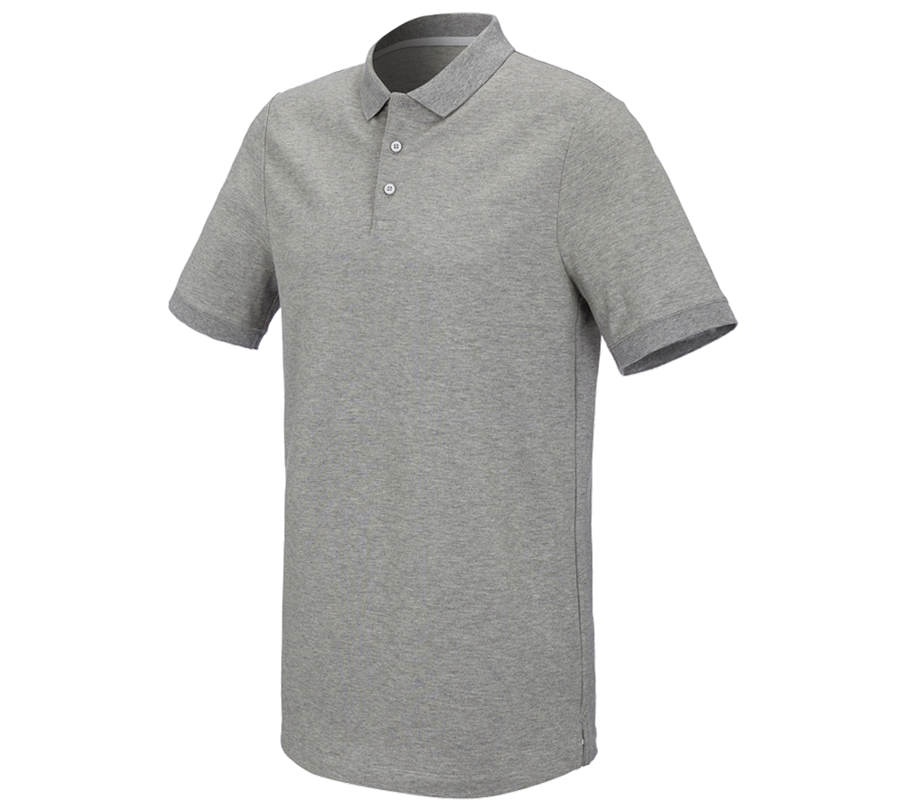 Koszulki | Pulower | Koszule: e.s. Koszulka polo z piki cotton stretch, long fit + szary melanżowy