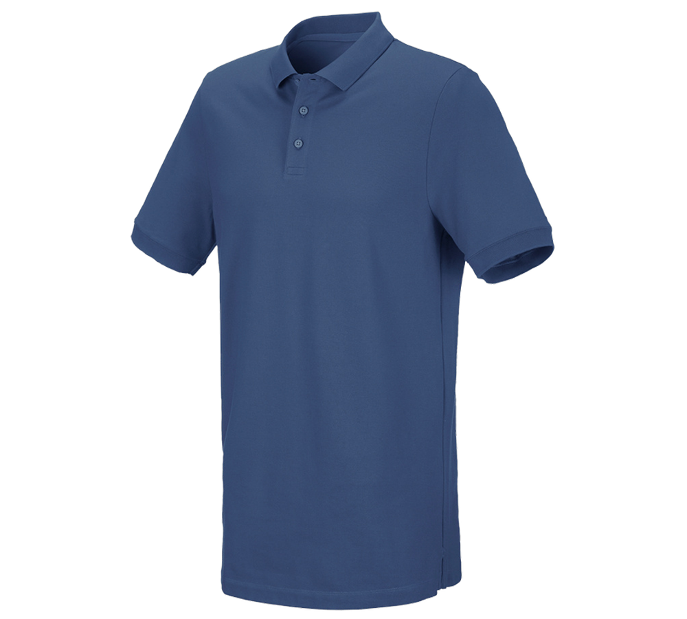 Koszulki | Pulower | Koszule: e.s. Koszulka polo z piki cotton stretch, long fit + kobaltowy