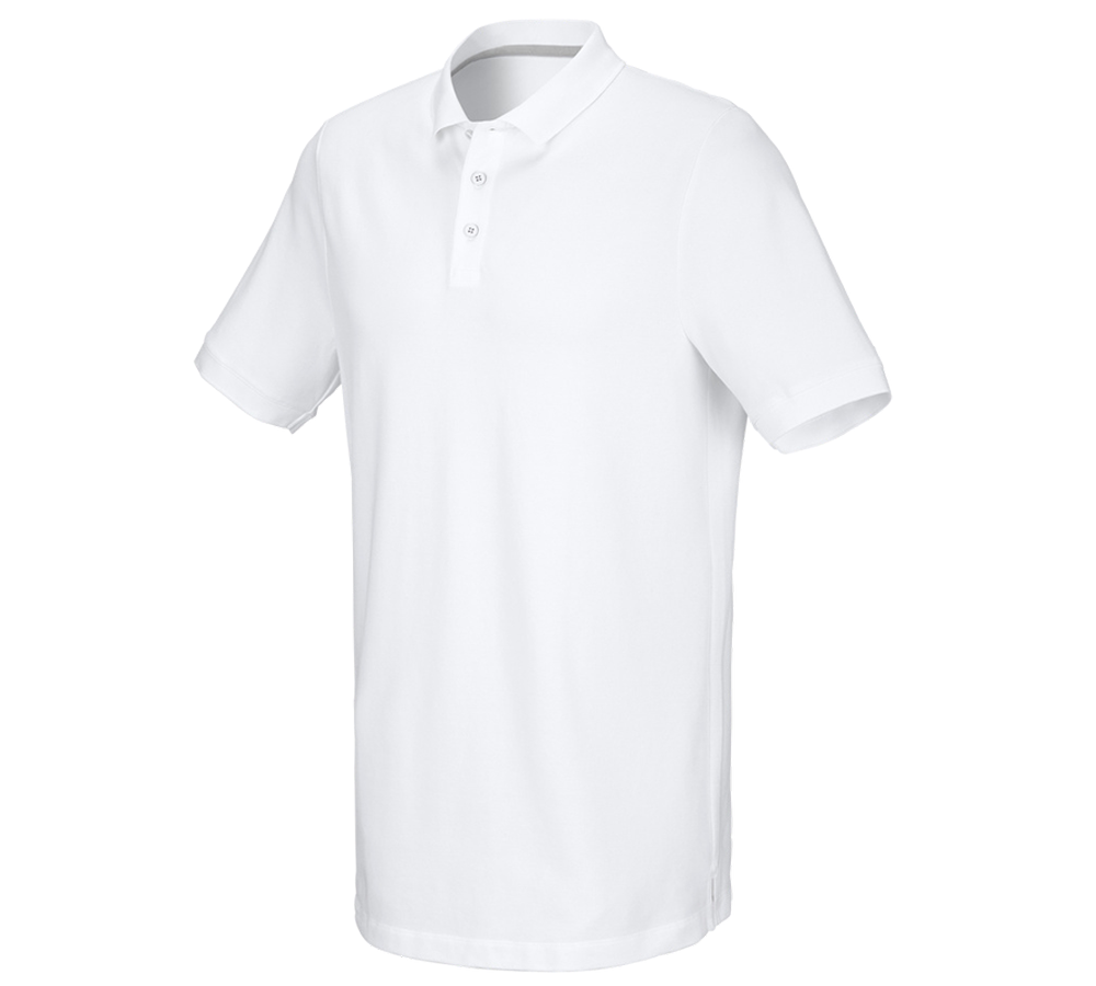 Koszulki | Pulower | Koszule: e.s. Koszulka polo z piki cotton stretch, long fit + biały