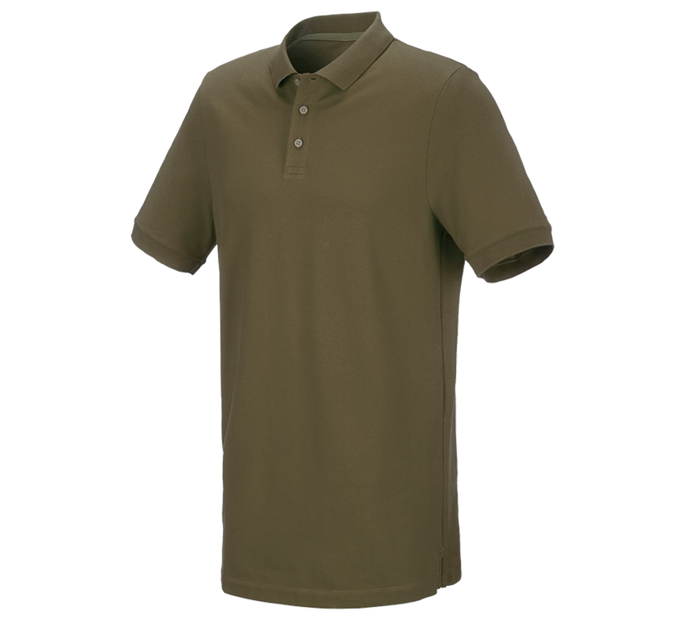Koszulki | Pulower | Koszule: e.s. Koszulka polo z piki cotton stretch, long fit + błotnista zieleń