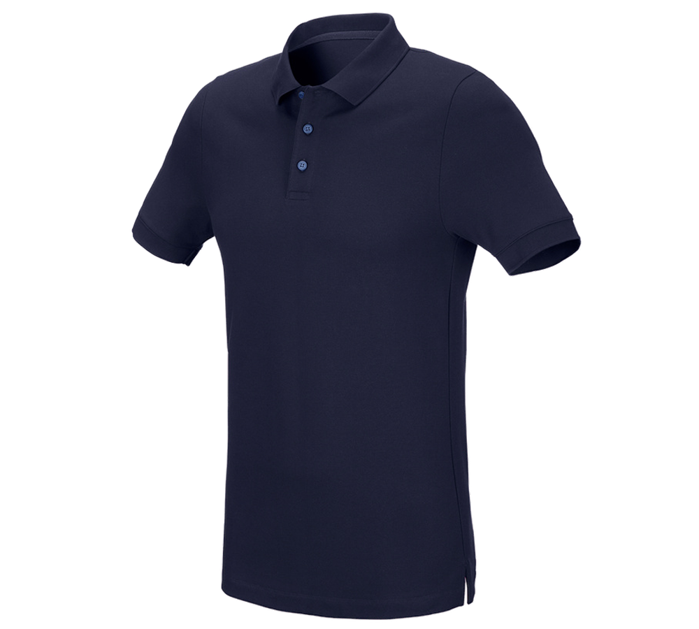 Koszulki | Pulower | Koszule: e.s. Koszulka polo z piki cotton stretch, slim fit + granatowy