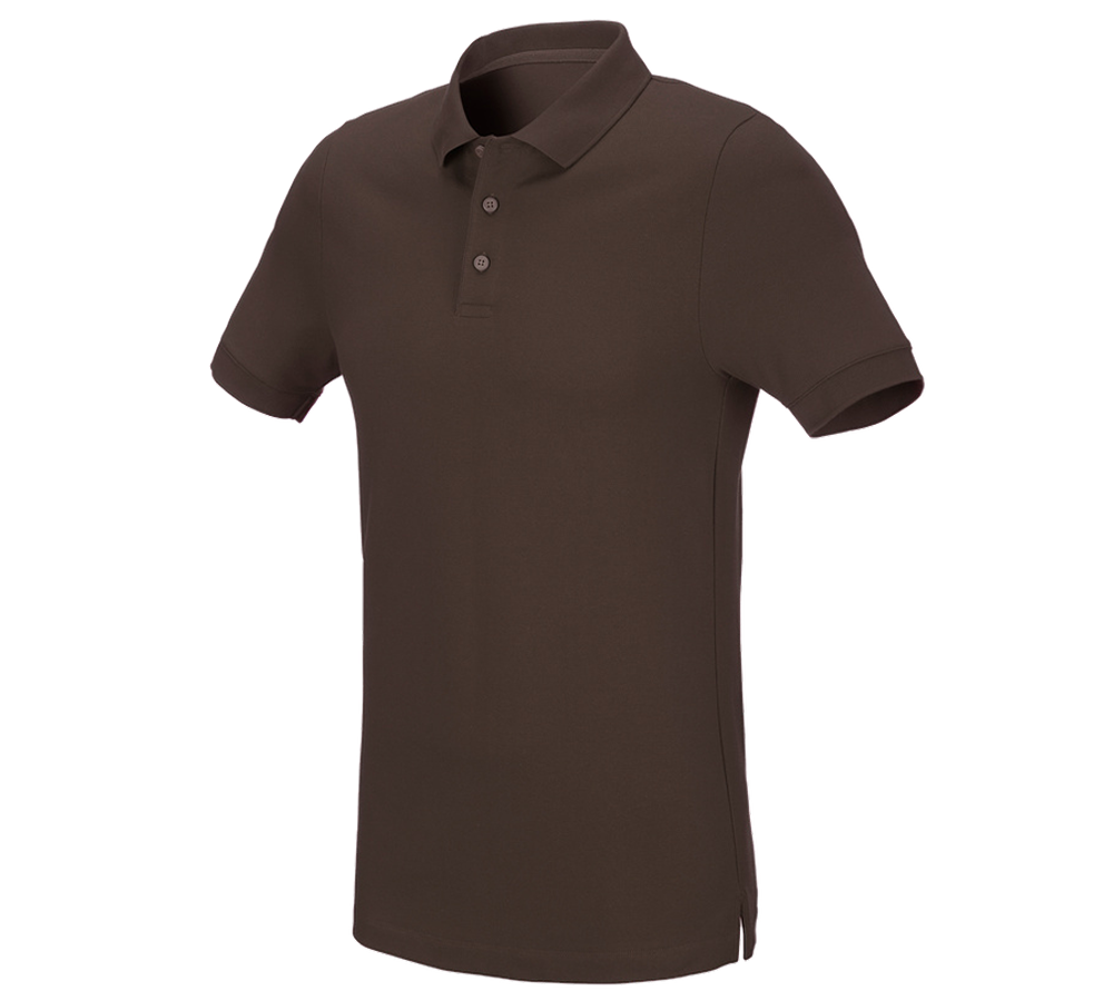 Koszulki | Pulower | Koszule: e.s. Koszulka polo z piki cotton stretch, slim fit + kasztanowy