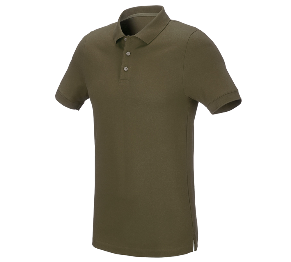 Koszulki | Pulower | Koszule: e.s. Koszulka polo z piki cotton stretch, slim fit + błotnista zieleń
