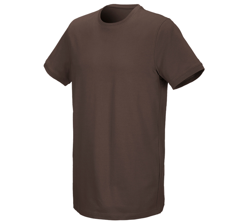 Koszulki | Pulower | Koszule: e.s. Koszulka cotton stretch, long fit + kasztanowy